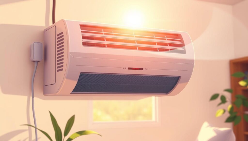 A well-maintained air conditioning system, bathed in warm afternoon light, efficiently filters and purifies the air, improving its quality and freshness. The scene depicts a modern, sleek AC unit, its vents gently blowing clean, rejuvenated air into a cozy, welcoming living space. Soft, diffused lighting highlights the unit's streamlined design, conveying a sense of effortless functionality. The background subtly suggests a comfortable, lived-in environment, where the improved air quality enhances the overall ambiance and well-being of the occupants. The composition strikes a balance between the technical elements of the AC system and the inviting, domestic setting it serves to improve.