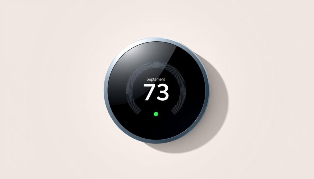 Generate an image of the Amazon Smart Thermostat device with a clean and minimalist background.