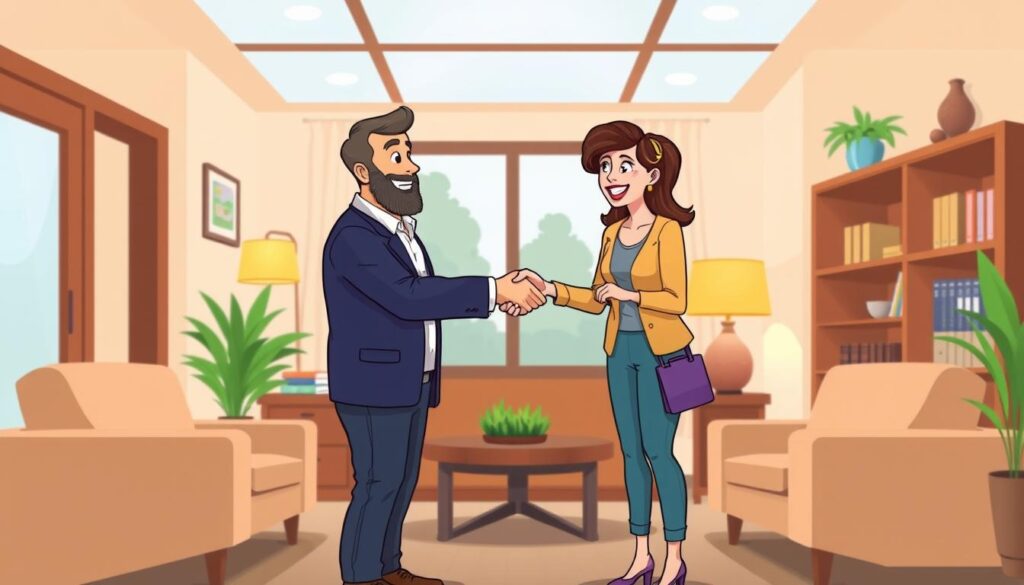 Image of a homeowner shaking hands with a lender