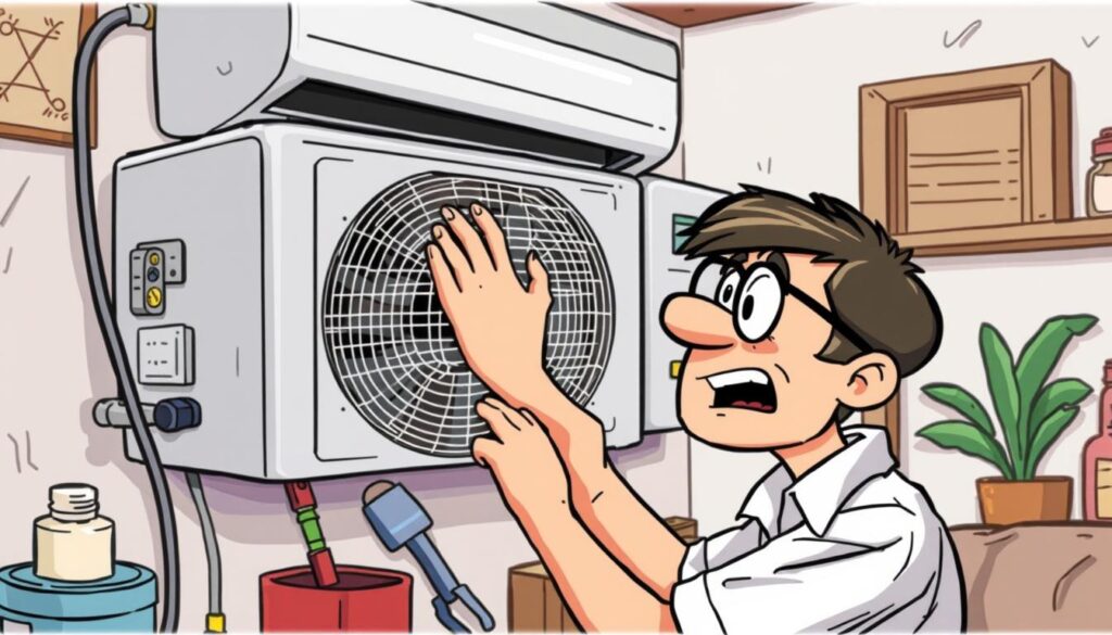 Image of a person troubleshooting an AC unit