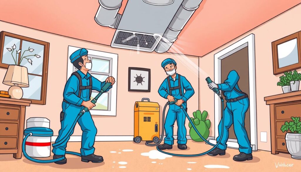 Image of a professional air duct cleaning service in action