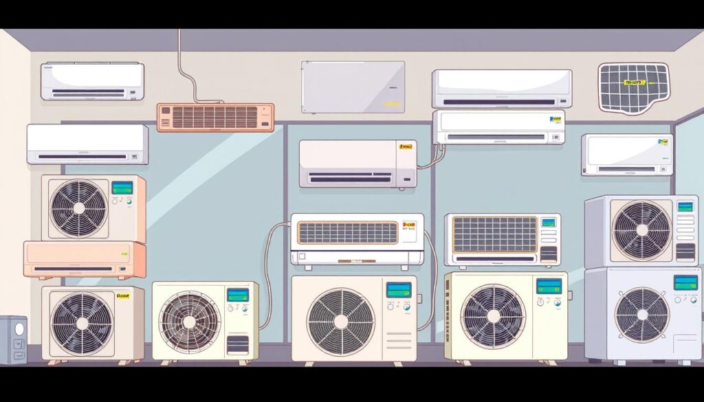 Image of different split system air conditioners